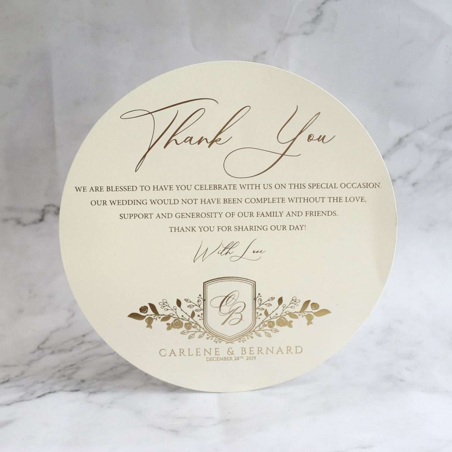 Round Invitation Card Foiling Wedding Invitation Customized